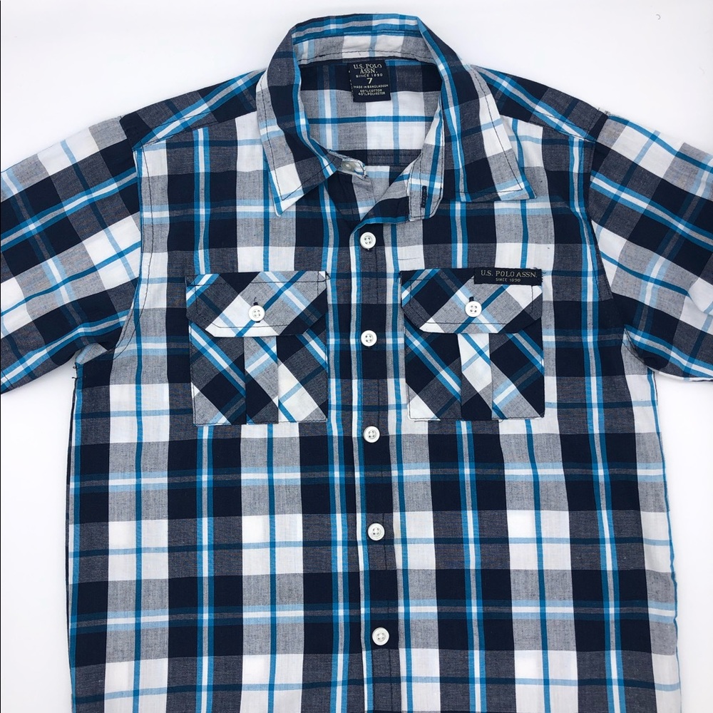 U.S. Polo Assn. boys plaid button down S7
